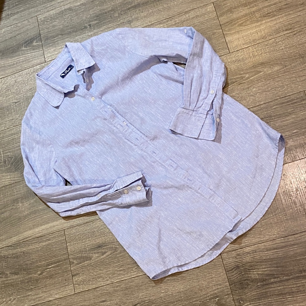 Poeta Light Blue Linen-Blend Button-Down Shirt
